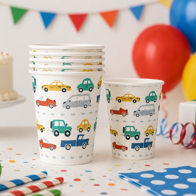 Gobelets En Papier Thème de transport pour anniversaire (Transportation Party Cups)