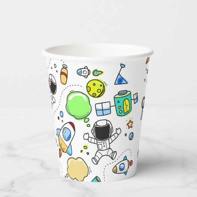 Gobelets En Papier Thème d'espace de dessin animé (Recto)