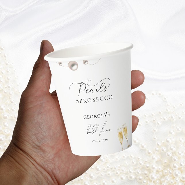 Gobelets En Papier Thème Mariage Champêtre Perles et Prosecco Enterre (Créateur téléchargé)