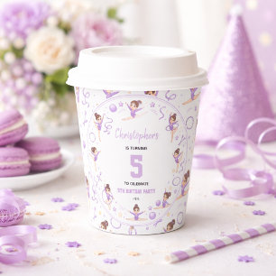 Gobelets En Papier Thème Sportif de Gymnastique Rythmique Violet Mign
