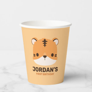 Gobelets En Papier Tigre mignon avec nom personnalisé