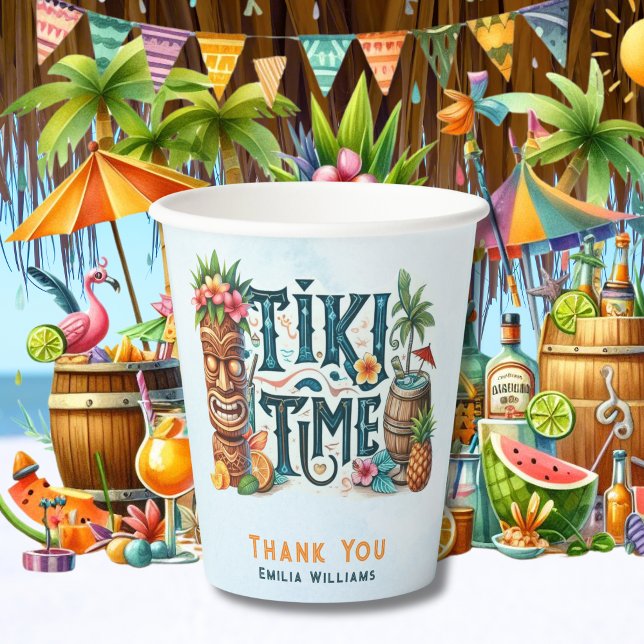 Gobelets En Papier TIKI Time Party personnalisé (Créateur téléchargé)