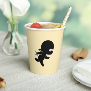 Gobelets En Papier Tiny Ninja coule sur Jaune