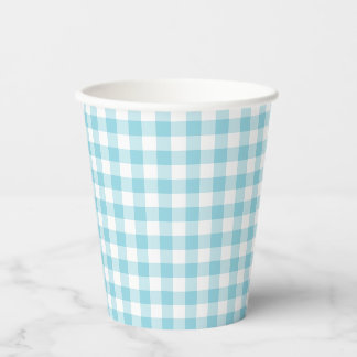 Gobelets En Papier Tiny Robin Egg Blue and White Gingham