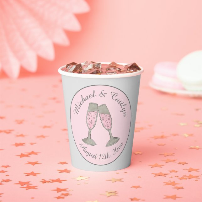 Gobelets En Papier Toast de Champagne rose Mariage Fête des mariées (Insitu)