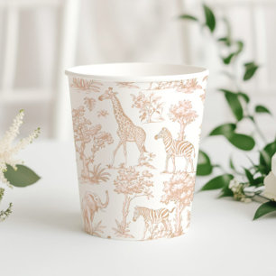 Gobelets En Papier Toile de Jouy Safari animaux Boho Baby shower