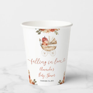 Gobelets En Papier Tombez Amoureux Chariot Citrouille Fleurie Baby Sh