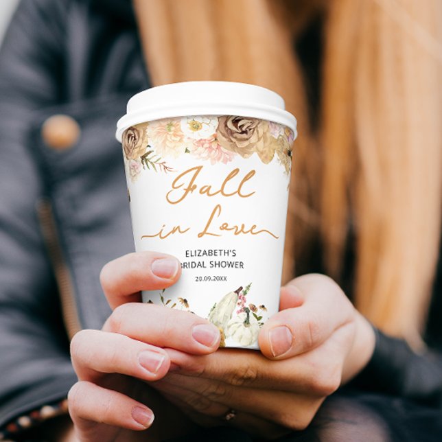 Gobelets En Papier Tombez amoureux de la citrouille avec Baby Shower  (Créateur téléchargé)