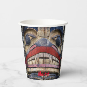 Gobelets En Papier Tonnerre à visage totem