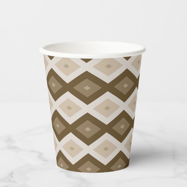 Gobelets En Papier Tons de motif diamant brun (Recto)