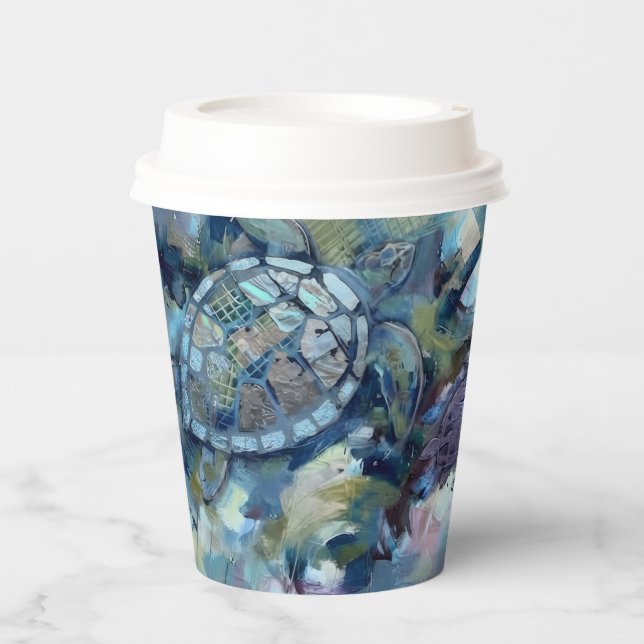 Gobelets En Papier Tortue Abstraite (Recto)