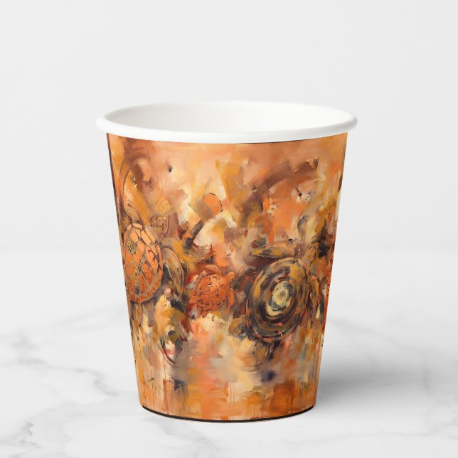 Gobelets En Papier Tortue Abstraite  (Recto)