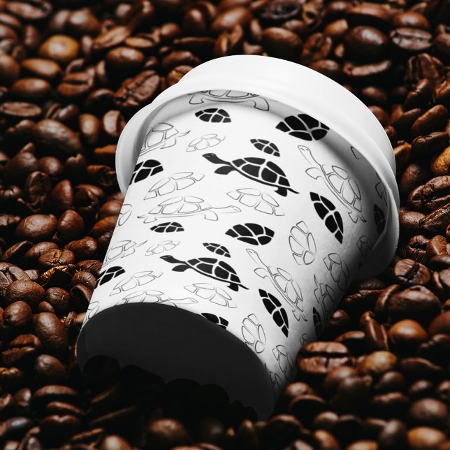 Gobelets En Papier Tortue noir et blanc (black and white turtle cartoon kids,adult party stationery, birthday party use and throw paper cups)