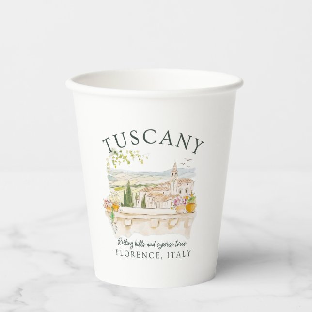 Gobelets En Papier Toscane Italie Voyage Florence (Recto)