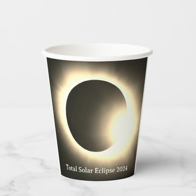 Gobelets En Papier Total éclipse solaire 2024 lune de soleil (Recto)