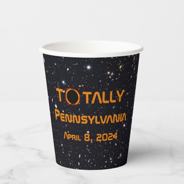 Gobelets En Papier Totalement Pennsylvanie 2024 Solar Eclipse (Recto)