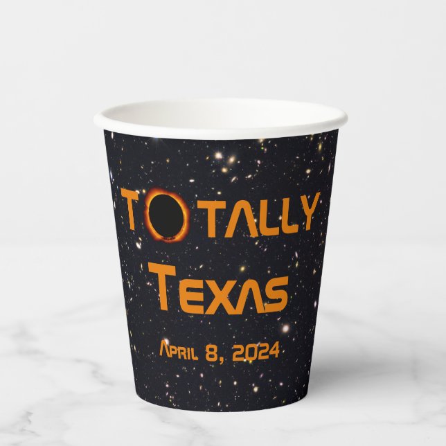 Gobelets En Papier Totalement Texas 2024 Solar Eclipse (Recto)
