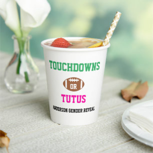Gobelets En Papier Touchdowns ou Tutus Genre Reveal