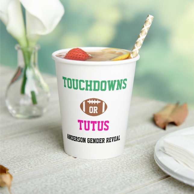 Gobelets En Papier Touchdowns ou Tutus Genre Reveal (Insitu)