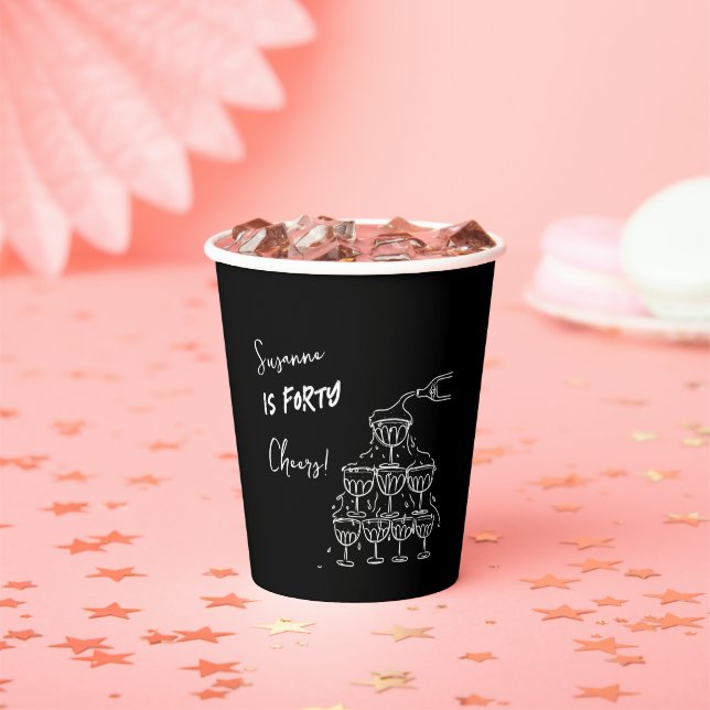 Gobelets En Papier Tour de champagne funky pour les 40 ans (Insitu)