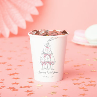 Gobelets En Papier Tour de champagne rose coquette noeud papillon ent