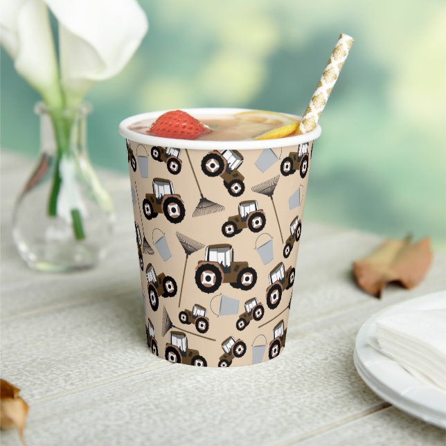 Gobelets En Papier Tracteur Camion Motif Équipement agricole (Insitu)