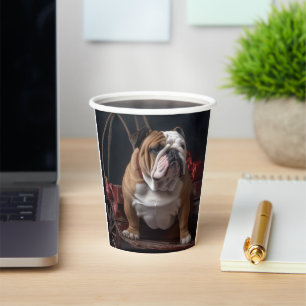 Gobelets En Papier Traîneau enneigé de Noël Bulldog