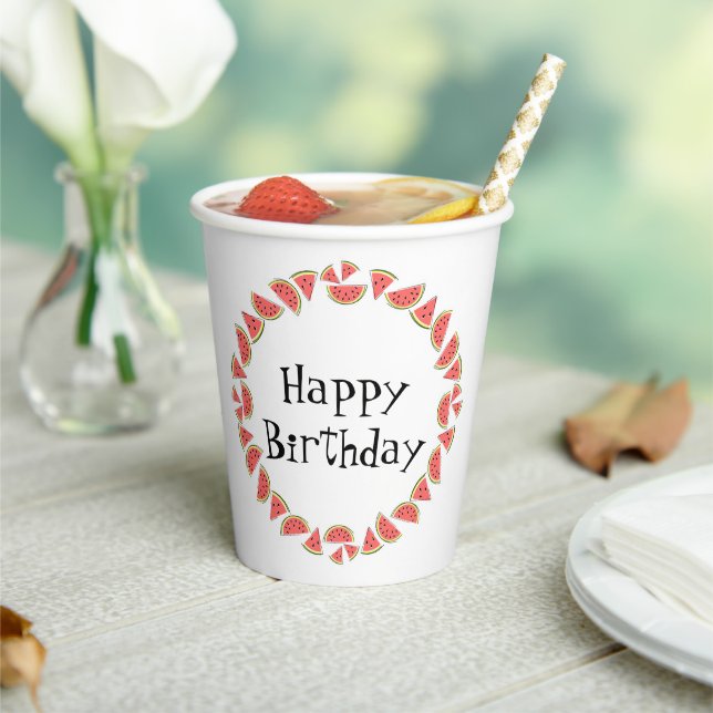 Gobelets En Papier Tranches de pastèque cercle anniversaire (Insitu)