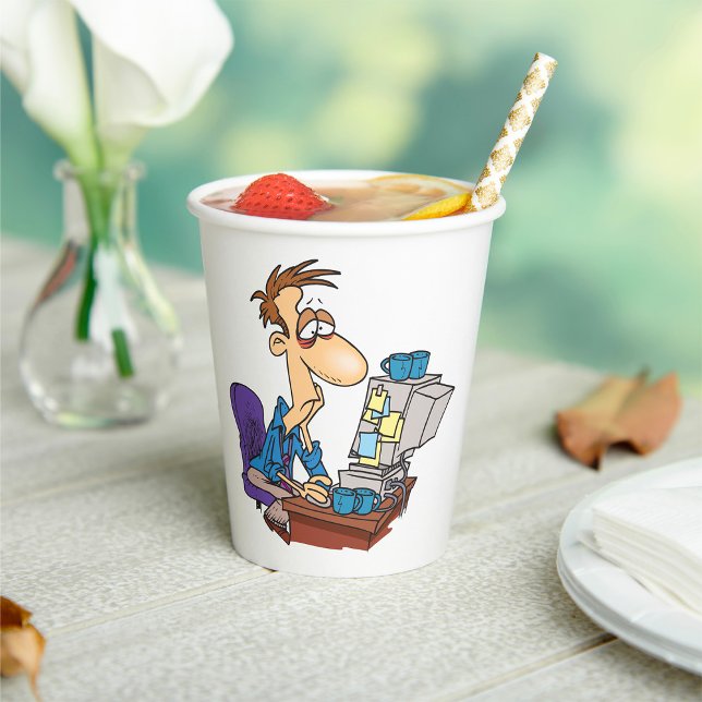 Gobelets En Papier Travailleur de bureau en surmenage Funny Employé f (Créateur téléchargé)