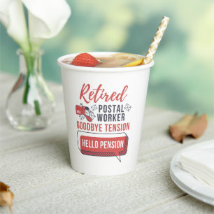 Gobelets En Papier Travailleur de poste retraité Mailman Retraite