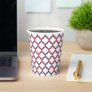 Gobelets En Papier Trellis blanc et rouge, treillis, Quatrefoil