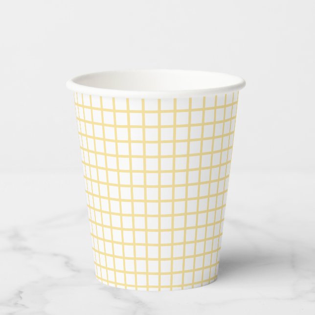 Gobelets En Papier Trellis Canari Jaune - Blanc (Recto)