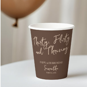 Gobelets En Papier Trente Flirty et prospère Brown 30e anniversaire