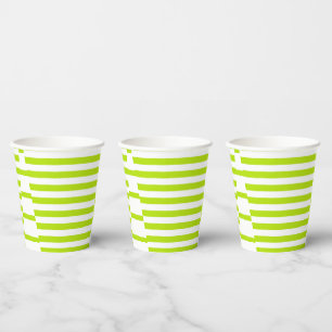 Gobelets En Papier Triangle - Lime vert et blanc
