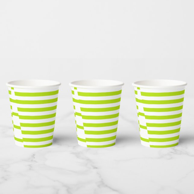 Gobelets En Papier Triangle - Lime vert et blanc (Multi)