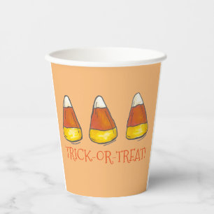 Gobelets En Papier Trick or Treat Happy Halloween Candy Corn Candies