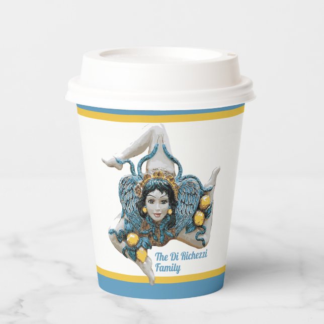 Gobelets En Papier Trinacria de Sicile Symbole à trois pattes Sicilia (Recto)