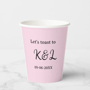 Gobelets En Papier Trinquons à l'annonce de mariage lettre nom rose