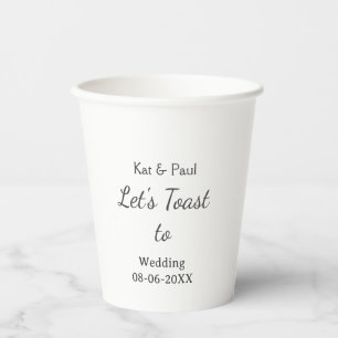 Gobelets En Papier Trinquons au mariage nom date couple simple
