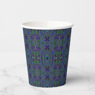 Gobelets En Papier Trippy Retro Royal Blue et Lime Green Abstrait