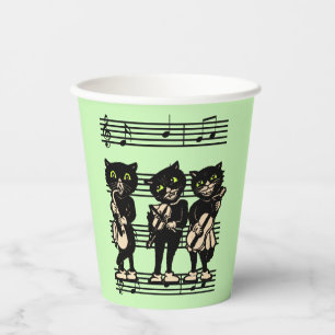 Gobelets En Papier Trois musiciens de chats noirs sur Partition Musiq