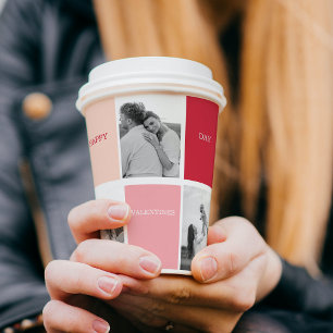 Gobelets En Papier Trois photos   Bonne Saint Valentin