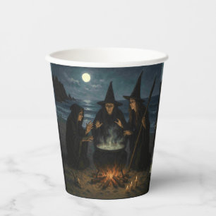 Gobelets En Papier Trois Sorcières Brew Cauldron Pleine lune Beach