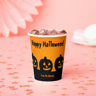 Gobelets En Papier Trois tasses de papier Citrouilles Halloween Party