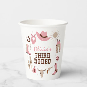 Gobelets En Papier Troisième Rodéo Pink Western Cowboy 3e Anniversair
