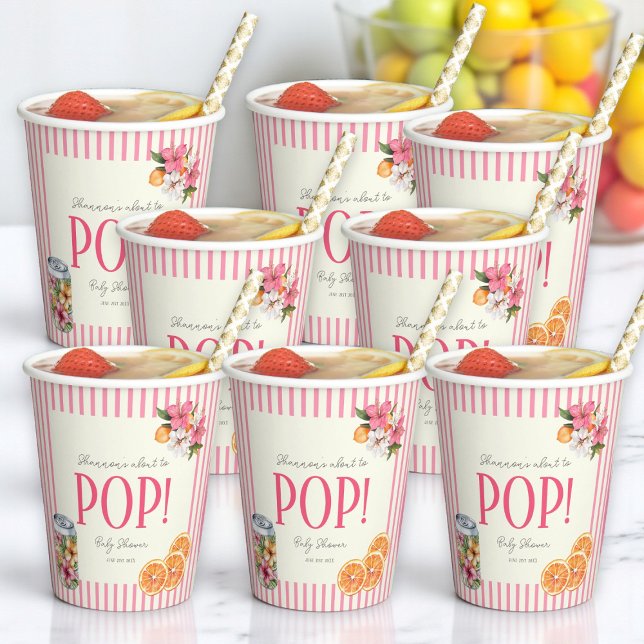 Gobelets En Papier Tropical Floral POP! Baby Shower Paper Cups (Créateur téléchargé)
