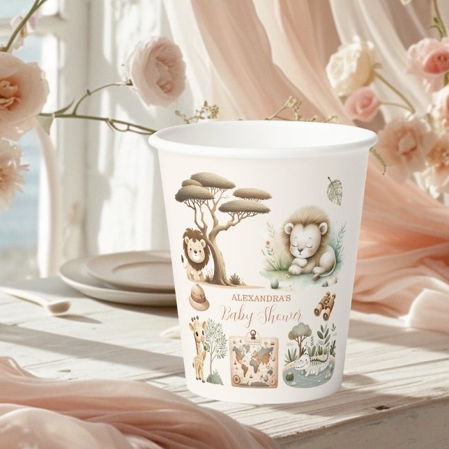 Gobelets En Papier Tropical Jungle Safari Animaux Baby showers Garçon (Créateur téléchargé)