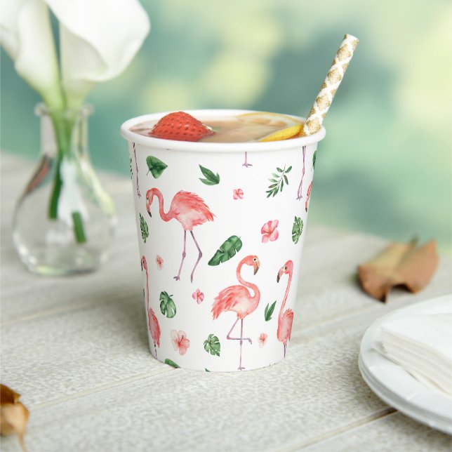 Gobelets En Papier Tropical rose Flamingo (Insitu)