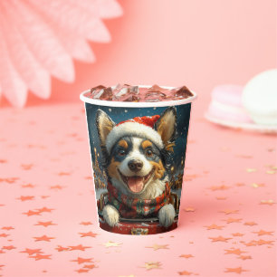 Gobelets En Papier Trottinette de Noël Chien Bouvier Australien