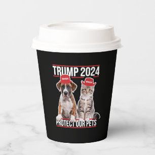 Gobelets En Papier Trump 2024 Protégez nos animaux Chiens de chat MAG